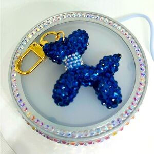 Handmade Bedazzled Rhinestone Balloon Dog Bag Charm/Keychain